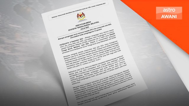 Bilangan penganggur Julai turun, kadar kekal 3.4 peratus