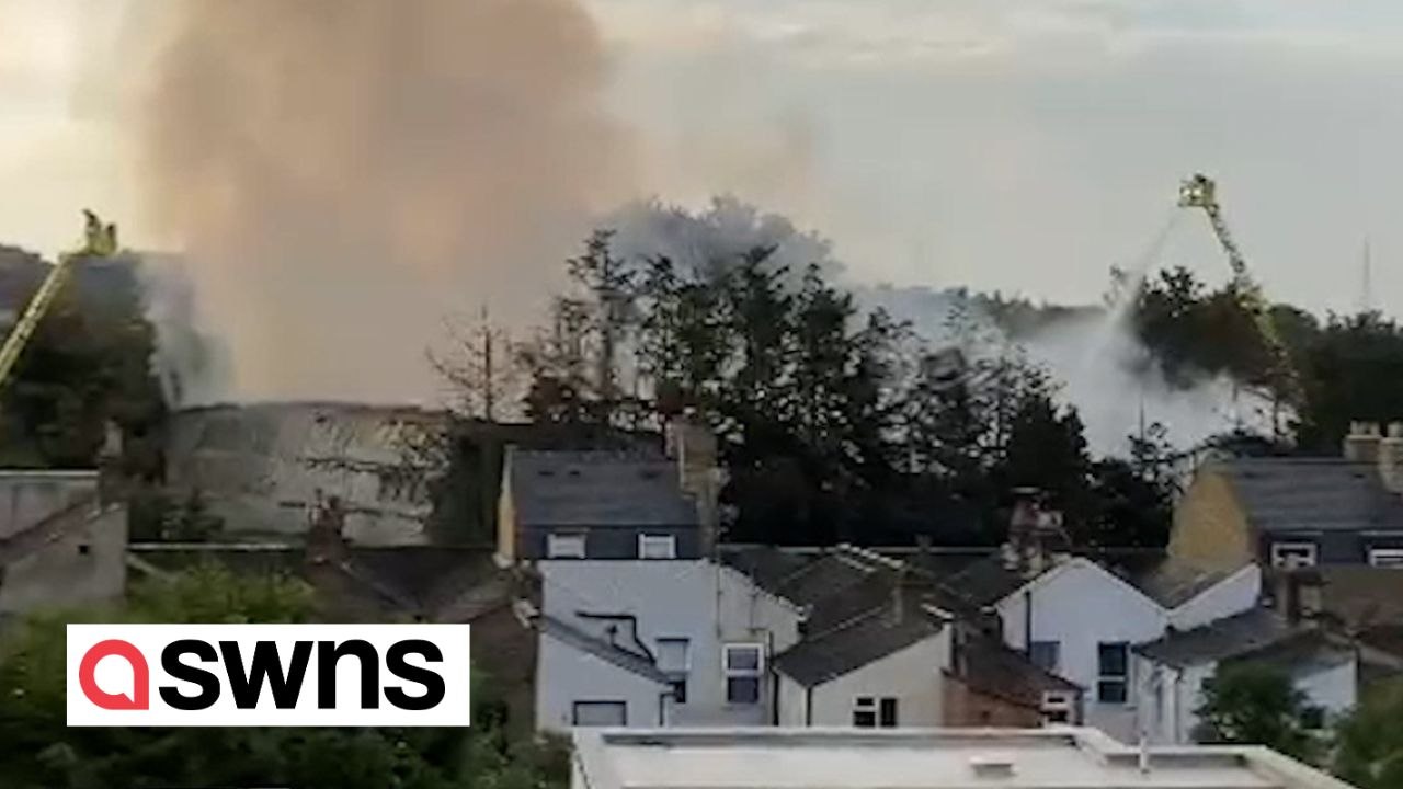 Fire fighters tackle massive blaze at waste centre in Herne Hill after 100 rescuers worked through the night