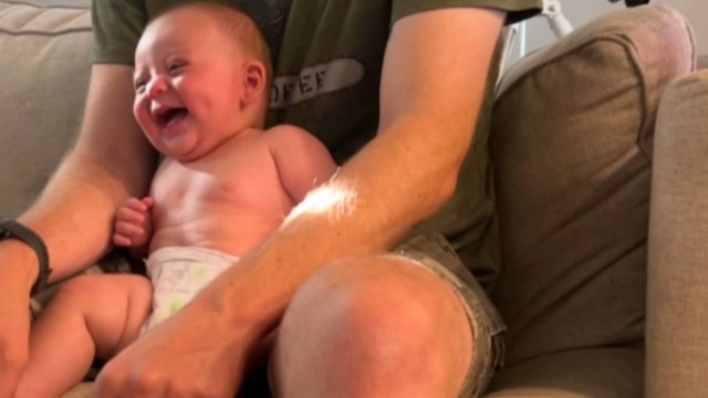 Adorable baby laughs heartily when the pet dogs give him attention *Wholesome Video*