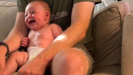 Adorable baby laughs heartily when the pet dogs give him attention *Wholesome Video*
