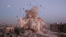Mega esplosione in un sobborgo di Damasco, in Siria