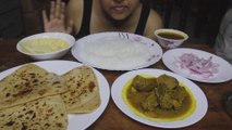 Eating White Rice, Paratha, Chicken Curry, Onion Salad, Pappad | Mukbang | Eating Show | ASMR Eating