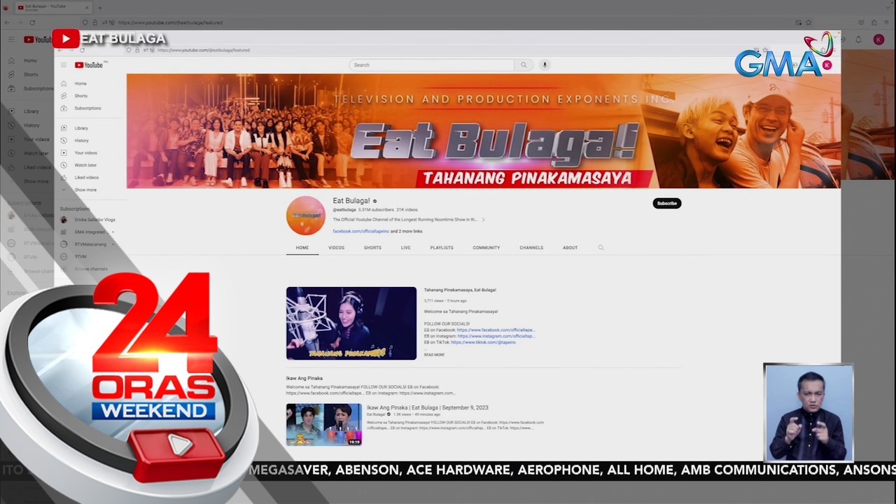 TAPE Inc., nabawi na ang access sa kanilang You...