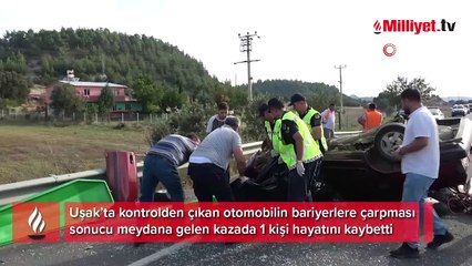 Uşak’ta otomobil bariyerlere çarptı: 1 ölü, 3 yaralı