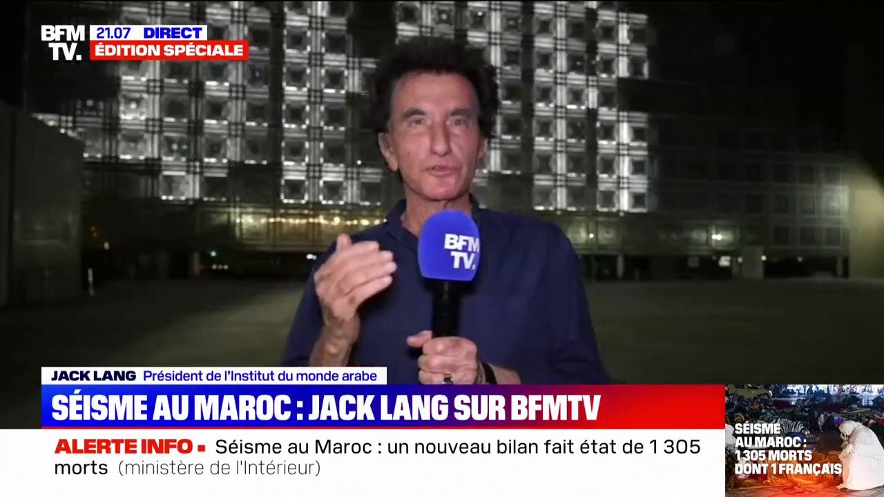 "Maroc au cœur": Jack Lang fait inscrire ces mots sur la façade l'Institut du monde arabe, en hommage aux victimes du séisme