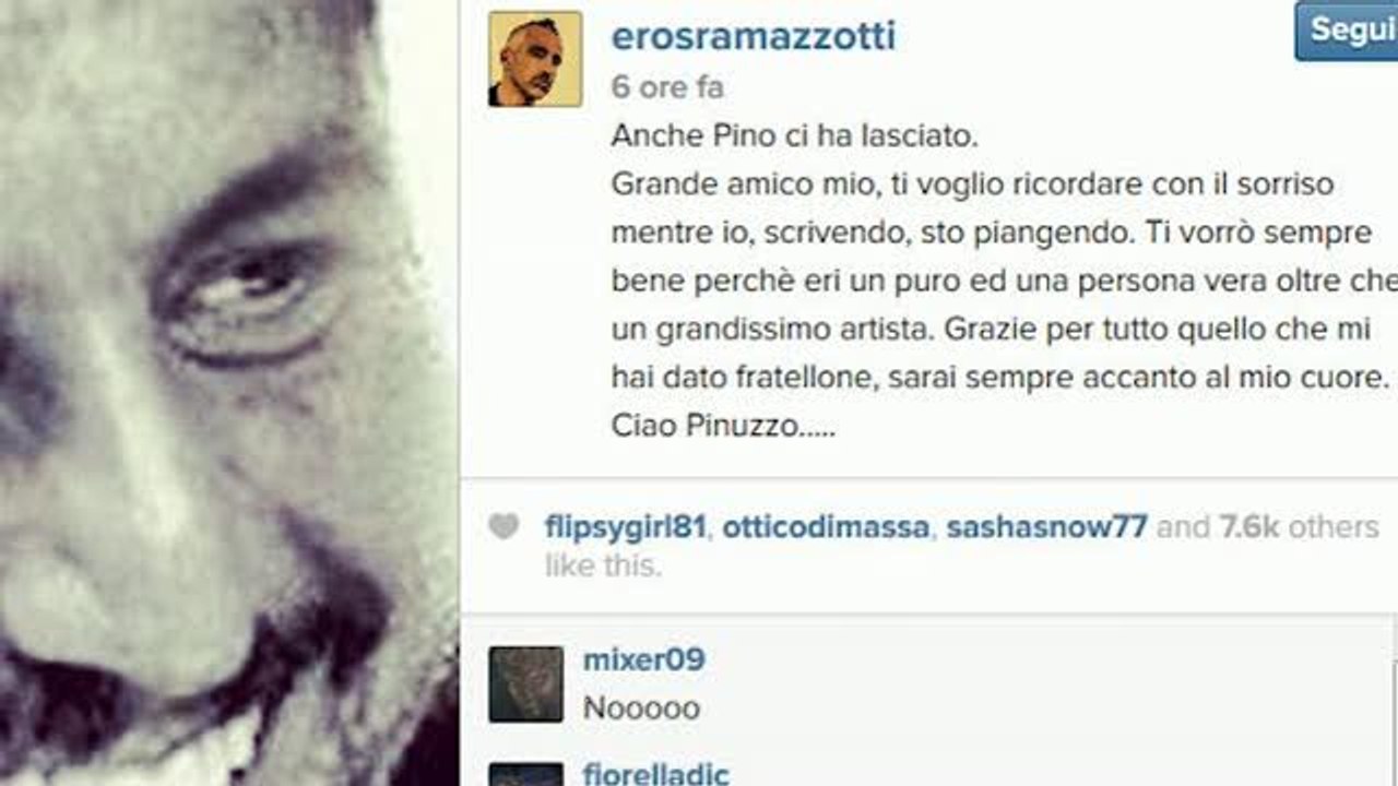 Lutto nel mondo della musica: morto Pino Daniele