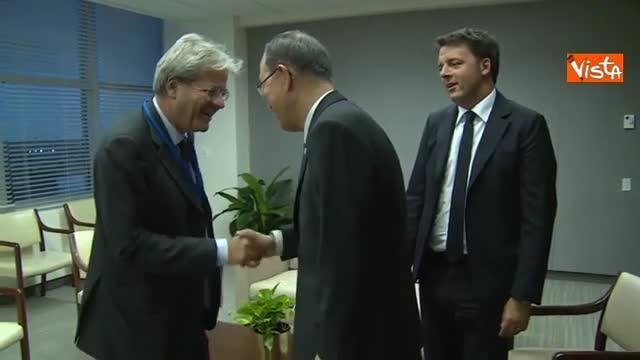 Renzi e Gentiloni incontrano Ban Ki-Moon all'Onu immagini