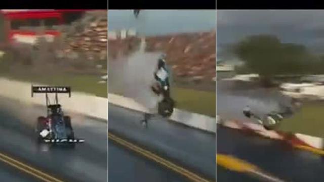 Il dragster lanciato a tutta velocità prende il volo, il video dello schianto