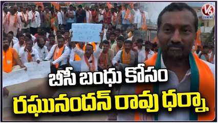 Dubbaka MLA Raghunandan Rao Protest For  BC Bandhu  _ V6 News