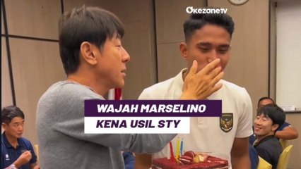 Momen Usil Shin Tae-yong Coret-Coret Wajah Marselino Ferdinan Pakai Kue