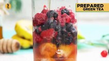 Banana Berry Green Tea Smoothie Recipe by Food Fusion