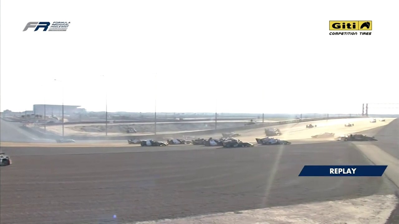 Formula Regional Asian Championship 2023 Kuwait Race 1 Start Huge Pile ...