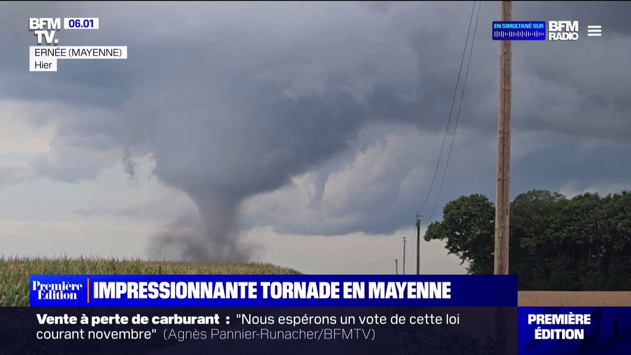 "7-8 minutes à une grosse intensité": cet habitant qui a filmé l'impressionnante tornade en Mayenne raconte