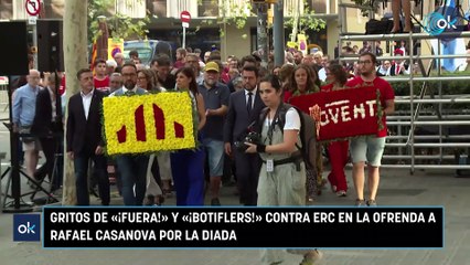 Gritos de «¡Fuera!» y «¡Botiflers!» contra ERC en la ofrenda a Rafael Casanova por la Diada