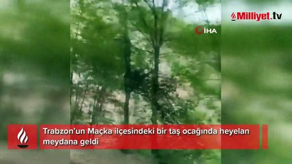 Taş ocağındaki heyelan böyle görüntülendi