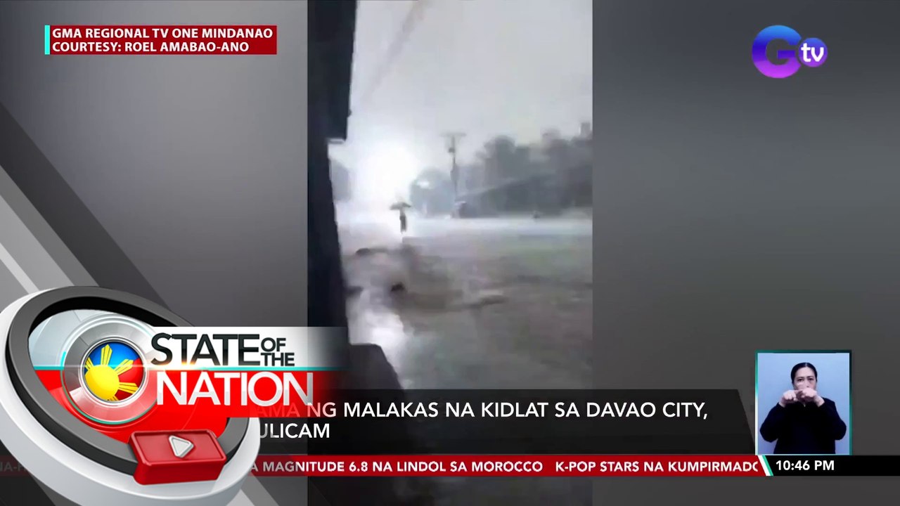 Pagtama ng malakas na kidlat sa Davao city, na-hulicam | SONA