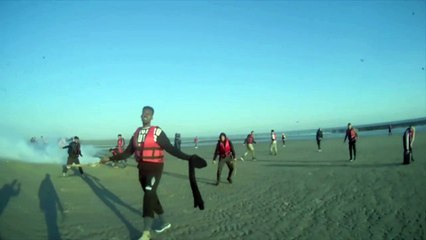 French police being attacked by asylum seekers