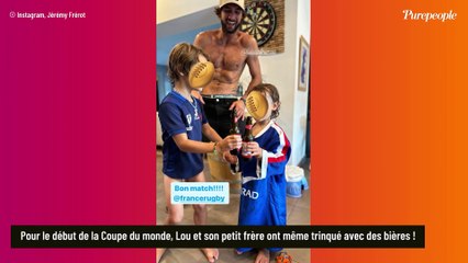 Download Video: Laure Manaudou et Jérémy Frérot : Leurs fils fêtent le rugby... à la bière ! La championne retrouve son sosie pour le match