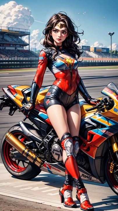 Superhero as a grid girl