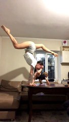 Daughter Tries To Exercise With Mommy