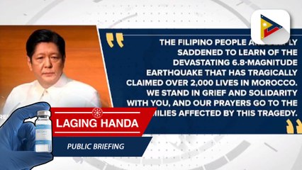 PBBM, nagpaabot ng pakikiramay sa Morocco