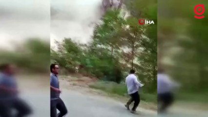 Taş ocağındaki heyelan böyle görüntülendi