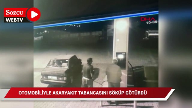 Otomobiliyle akaryakıt tabancasını söküp götürdü