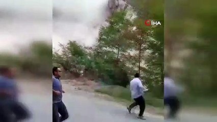 Taş ocağındaki heyelan böyle görüntülendi