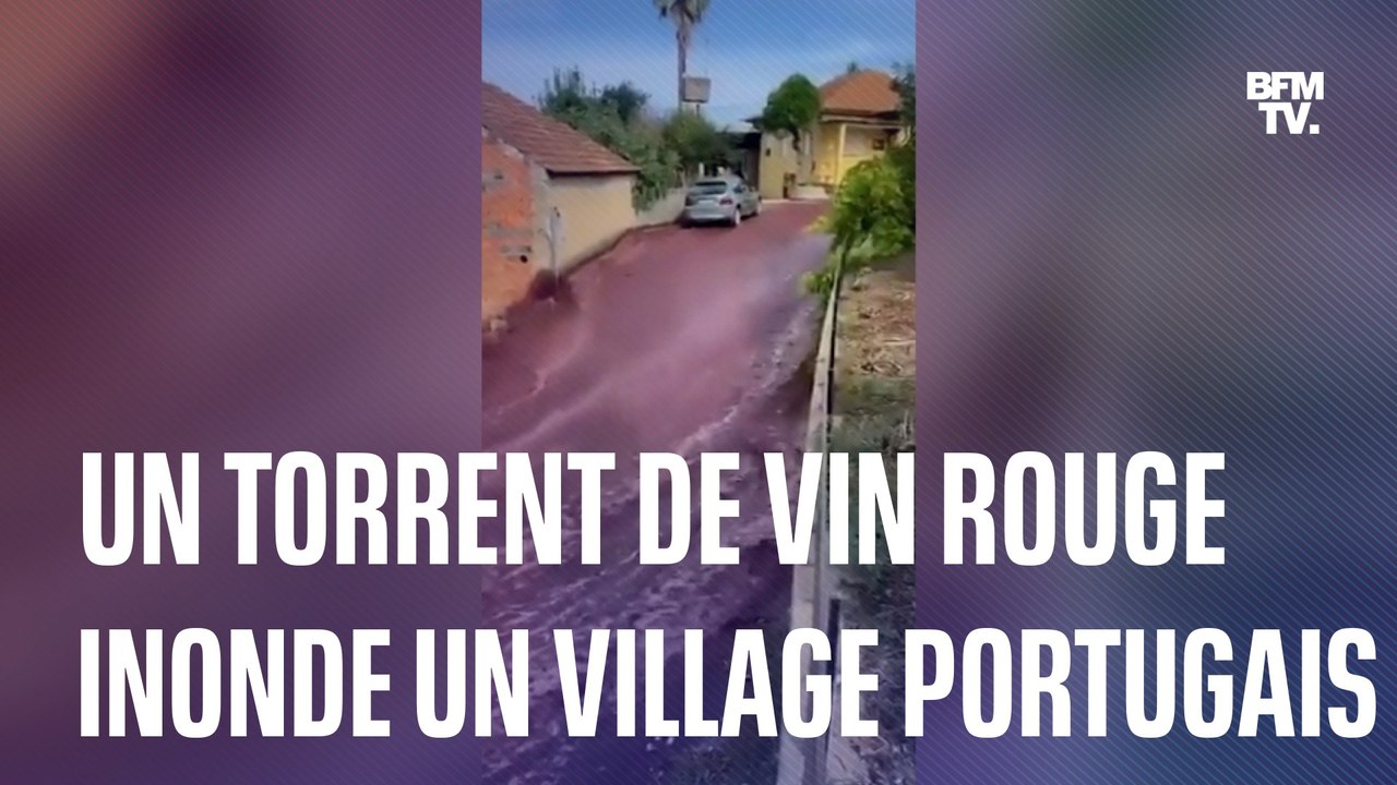 Portugal: les images impressionnantes d’un torrent de vin rouge inondant un village