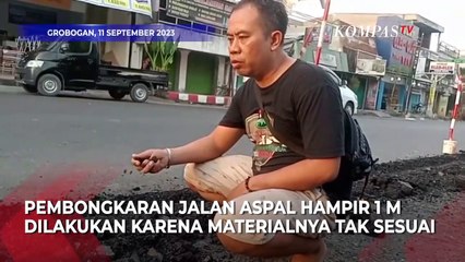 Baru Jadi Seminggu Proyek Aspal Jalan 1 M di Grobogan Dibongkar Lagi
