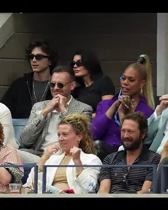 Kylie Jenner, Timothee Chalamet and Laverne Cox watching the US Open final.  #KylieJenner #TimotheeChalamet