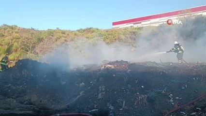 Kereste fabrikasının yanında çıkan yangın korkuttu