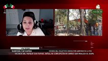 Gabriela Cervantes explica que vecinos del parque San Rafael ven corrupción en obras hidráulicas