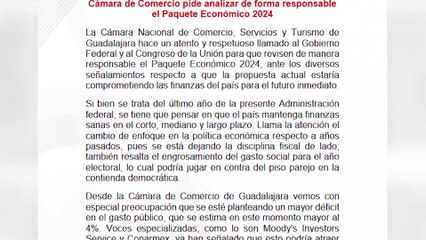 La Cámara de Comercio en Guadalajara se suma a la petición de revalorar el Paquete Económico 2024