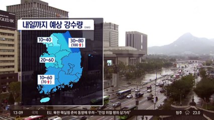[날씨]비 내리며 늦더위 주춤…강원 동해안 호우