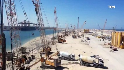 تصوير جوي لمشروع إنشاء محطة الحاويات على رصيف 100 بميناء الدخيلة