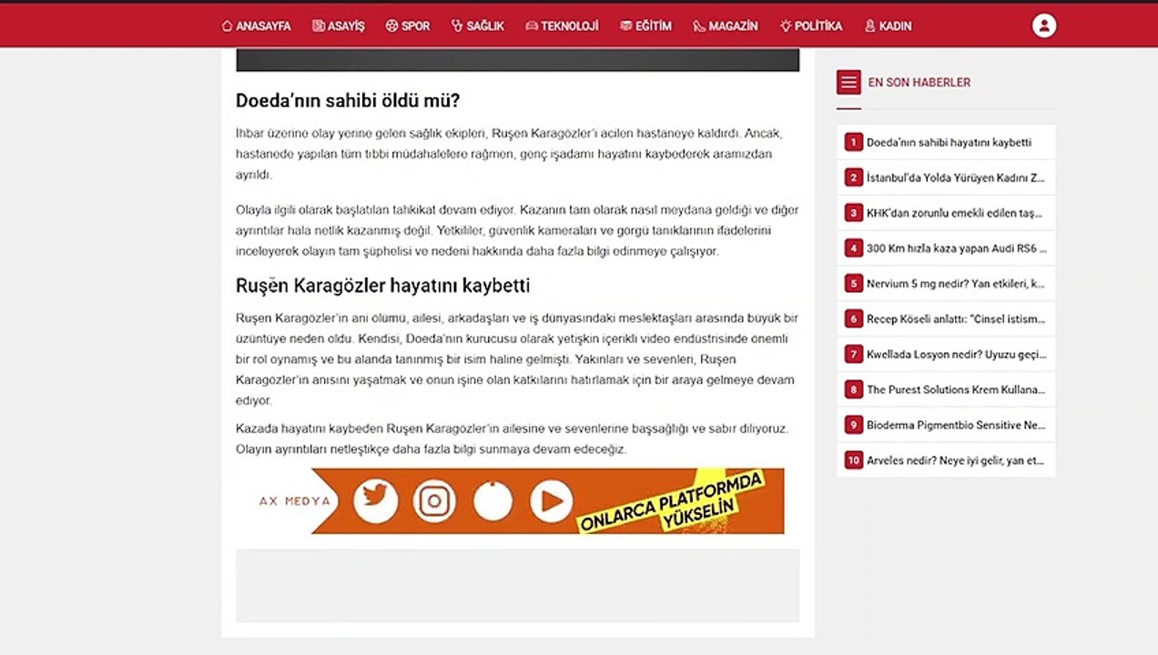 Doeda’nın sahibi hayatını kaybetti