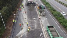 Vue aérienne du chantier de la E411 à Daussoulx