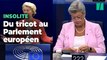 Au Parlement européen, cette commissaire européenne fait du tricot pendant le discours d'Ursula von der Leyen