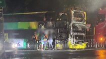 경기 광주시 도로 달리던 2층 버스 화재...9명 대피 / YTN