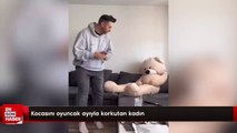 Kocasını oyuncak ayıyla korkutan kadın