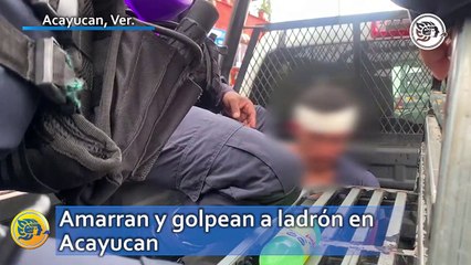Amarran y golpean a ladrón en Acayucan