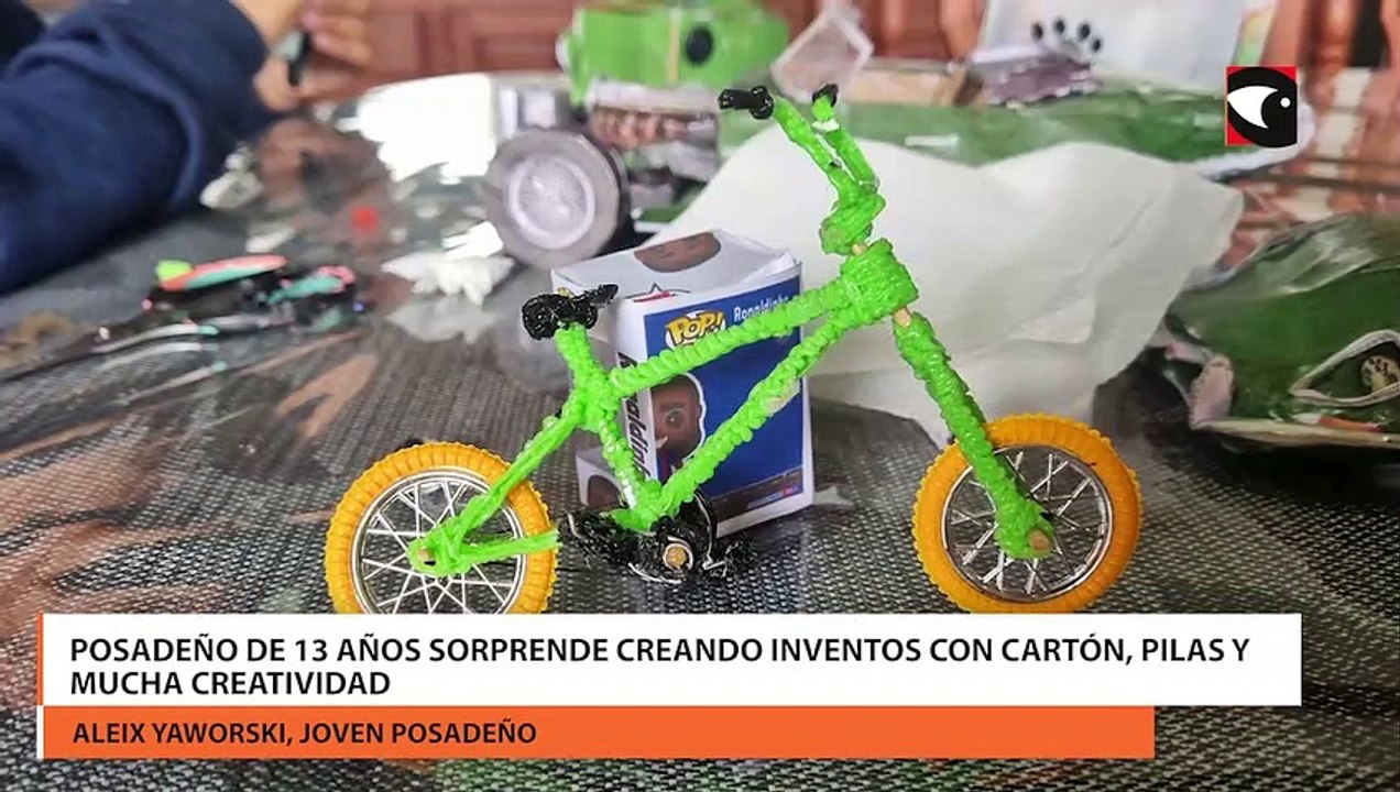 Posadas | Con 13 años, el joven Aleix diseña inventos con cartón, pilas y gran creatividad