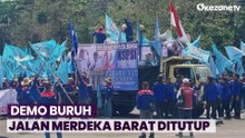 Demo Buruh di Patung Kuda Hari Ini, Jalan Merdeka Barat Ditutup