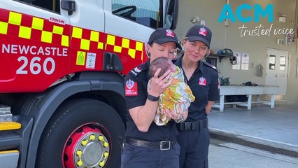 WATH: Liz and Sam Paul introduce baby Andy to their fire family