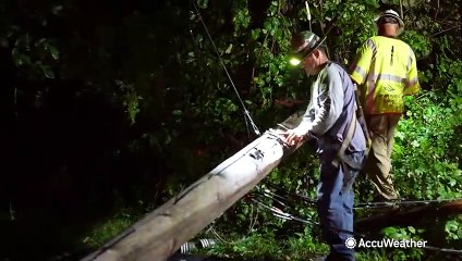 Trees and power lines down after suspected tornado in Rhode Island