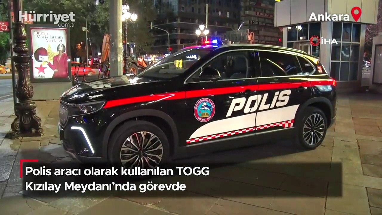 Polis aracı olarak kullanılan TOGG Kızılay Meydanı'nda