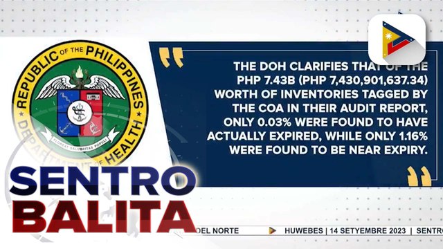 DOH, may paglilinaw hinggil sa report ng COA kaugnay sa mga umano’y expired at hindi nagamit na gamot