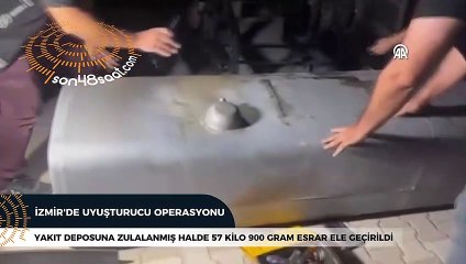 İzmir'de bir tırın yakıt deposunda 57 kilo 900 gram esrar ele geçirildi