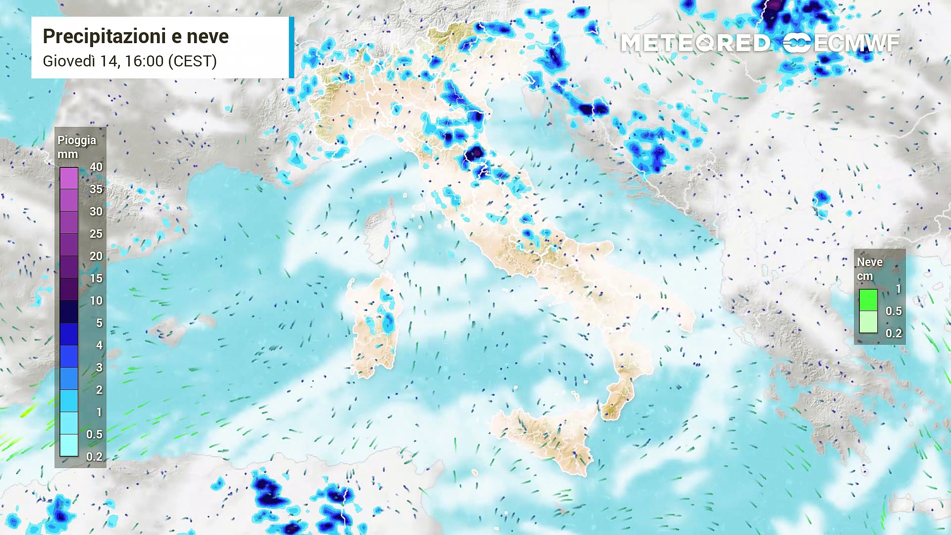 Video Copertura nuvolosa e piogge previste nei prossimi giorni sull'Italia